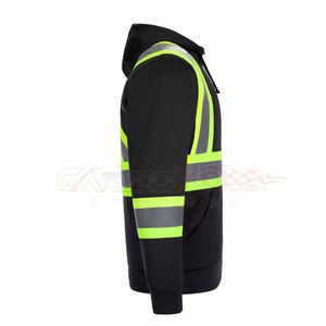 Sudadera de Seguridad Reflectante de Alta Visibilidad para Trabajo, Precio de Fábrica OEM Personalizado, Color Negro con Franjas Reflectantes para Hombre - Product Image 4