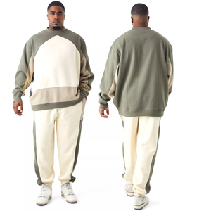 Ensemble de survêtements chauds à manches longues pour sports d'hiver pour adultes Vêtements décontractés Couleur unie Pull à col pour hommes Coupe-vent Respirant - Product Image 3