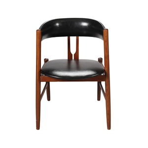 Silla de Comedor de Madera Maciza con Respaldo Curvo y Asiento de Cuero PU para Cafetería, Restaurante, Hotel, Muebles de Interior Comerciales - Product Image 1