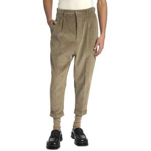 Pantaloni Ami in 100% cotone a coste, modello <span class=keywords><strong>carrot</strong></span>, marrone, da lavoro, con decorazioni a cerniera, plissettati, leggeri, disponibili nelle taglie M-XL - Product Image 1