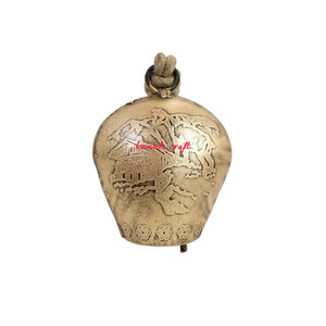 กระดิ่งแขวนตกแต่งแบบชนบทแกะสลักด้วยมือพร้อมเชือกปอกระเจาสีทองสไตล์วินเทจ - Product Image 2