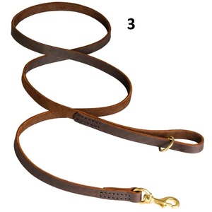 Ensemble de laisse et collier en cuir pour chien Laisse en cuir pour chien avec collier de chien réglable Laisse en cuir robuste pour petit moyen grand animal de compagnie - Product Image 5