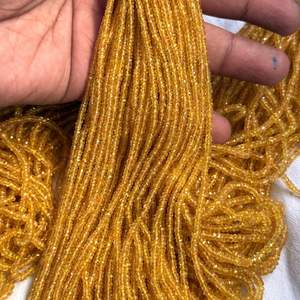 Perles rondes facettées en saphir jaune de haute qualité, de 2,5 mm à 4 mm, pour la fabrication de bijoux - Product Image 2