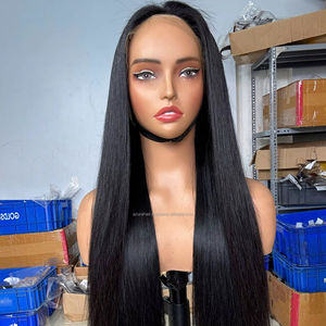 ลดราคาวิกผม 24 นิ้ว! วิกผมลูกไม้คุณภาพสูงแบบ 5x5 พร้อมผมด้านหลังแบบถักเปีย ผมแท้ 100% สีดำ - Product Image 1