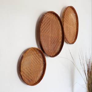 Living Dining Room Bamboo Wall Decoration Woven <b>Basket</b> <b>Trays</b> Wall-mounted Art Decor <b>Tray</b> <b>Baskets</b> - Product Image 2