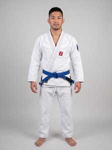 Weißer BJJ Gi, Japanische Enso Kanji Stickerei, Maßgefertigter OEM 450 GSM Pearl Weave Jiu Jitsu Kimono, Großhandel Hersteller - Product Image 1