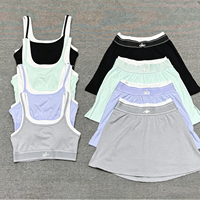 Ensemble jupe et débardeur de yoga 2 pièces |   Motif géométrique, coussinet de poitrine gaufré pour la course à pied et le fitness
