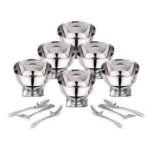 ชามขนมหวานสแตนเลสสตีลรุ่นล่าสุด งานแฮนด์เมด ถ้วยไอศกรีม สำหรับโรงแรมและตกแต่งบ้าน ปลอดภัยสำหรับอาหาร ชามเสิร์ฟโลหะ - Product Image 1