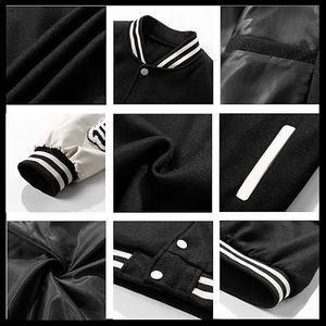Premium personalizado invierno para hombre Varsity Letterman chaqueta de bombardero Vintage Streetwear béisbol ecológico transpirable cuero de oveja OEM - Product Image 3