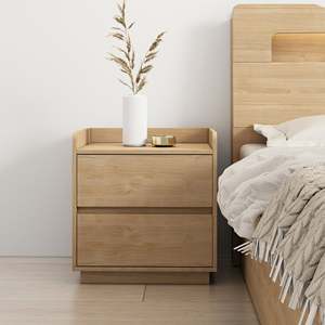 Modern Minimalist <b>Bedside</b> Table, Elegant Wood Nightstand with 2 Drawers for Bedroom Furniture - Product Image 1