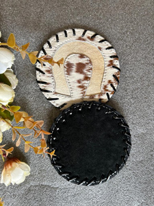 Real Handmade <b>Hair</b> on Hide Fur Leather Tea Coaster Coffee Tea Cup Mat Tableware Home Accessories Drink and Barware Fur Coasters - Product Image 4