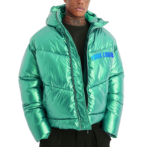 Chaqueta de Invierno para Hombre, Estilo Burbuja, de Lona, con Cuello Alto, Logotipo Frontal, Color Personalizable y Acabado Brillante - Product Image 2