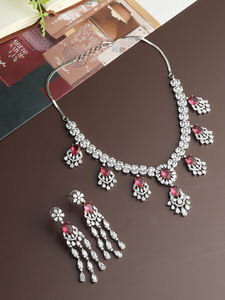 Ensemble de collier de mariée AD de qualité supérieure pour femmes avec boucles d'oreilles assorties disponibles aux prix de gros de l'Inde - Product Image 3