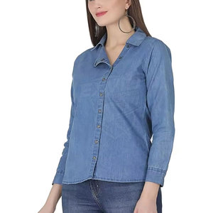 เสื้อเชิ้ตยีนส์ผู้หญิง แขนยาว สไตล์ลำลอง ติดกระดุม แฟชั่นท็อป สำหรับใส่ในชีวิตประจำวัน สไตล์สตรีท - Product Image 5