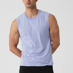 Wholesale Premium Custom Logo Men's Eco-Friendly Quick Dry Workout <b>Singlet</b> Fitness Gym Round Neck Tank Top Cotton Material - Product Image 5