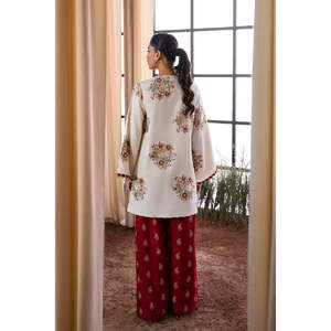 Colección de Diseñador Étnica de Lujo 2025: Elegante Salwar Kameez Formal de Seda Cruda, Estilo Pakistaní, Prendas Cosidas - TC-1384 - Product Image 5