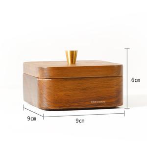 Caja de almacenamiento de madera con decoración de 2 niveles Técnica de madera pulida - Product Image 4