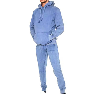 Venta al por mayor OEM personalizado 100% algodón lavado ácido entrenamiento gimnasio chándal para hombre Jogging chándal bordado Logo sol desteñido chándal - Product Image 1