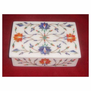 Different Different Natural Stone Inlay Flower Design On Pure <b>White</b> Marble Home Decorative <b>Gift</b> <b>Boxes</b> And Marble Inlaid Case - Product Image 1