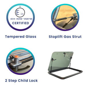 Cadre en aluminium MS24-CW verre trempé pousser la fenêtre 50 cm X 100 cm avec protection de verrouillage de sécurité pour l'industrie du camping-car RV - Product Image 3