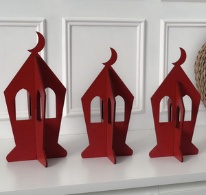 Portavelas de madera duradero de alta calidad, magnífica colección de Ramadán, diseño de minarete, mezquita, acento blanco, Eid Islámico - Product Image 3