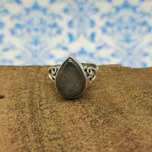 Anillo de Plata de Ley 925 bohemio de moda artesanal fino diseño único con incrustaciones de diamantes de piedras preciosas de labradorita para bodas - Product Image 2