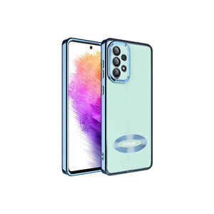Coque JoieCreatif Omega pour Galaxy A73 avec protection de l'appareil photo, logo découpé, coque de téléphone en silicone blindé, couleur bleu Sierra - Product Image 1