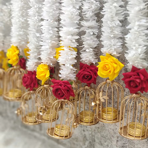 Jasmin artificiel traditionnel avec bougeoir Rose & T-Light suspendu pour mariage Diwali Eid décoration Pooja Mandir toile de fond - Product Image 1