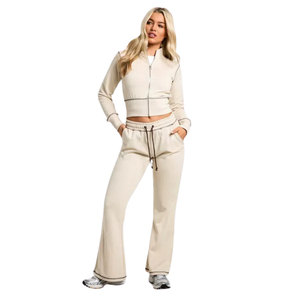 2025 Professional Quality Women's Training Tracksuit Set Beat Selling OEM Style Zip Tops Short Length <b>Jogging</b> <b>Suits</b> for <b>Ladies</b> - Product Image 5