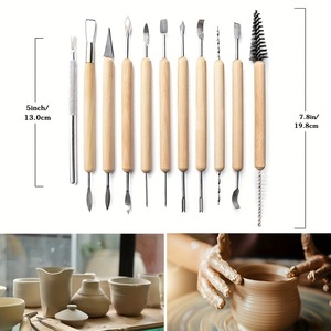 Kit Professionale di 36 Utensili <span class=keywords><strong>per</strong></span> Ceramica - Set di Scultura e Rifinitura in <span class=keywords><strong>Legno</strong></span> con <span class=keywords><strong>Coltelli</strong></span> a Filo Piatto <span class=keywords><strong>per</strong></span> Modellare l'Argilla - Product Image 2