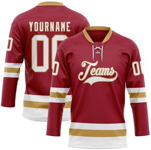 Lace up ice hockey jersey wholesale factory direct supplier professional lace neck ice hockey jersey custom team logo - Product Image 5