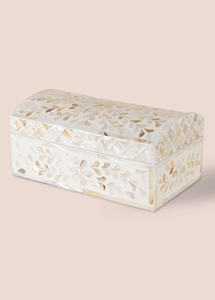 Boîte à bijoux rectangulaire avec couvercle en nacre, boîte cadeau blanche naturelle, vente en gros au Vietnam. - Product Image 6