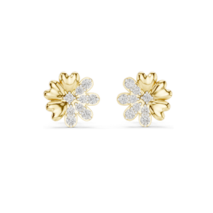 0.35 CT Lab Diamond Floral <b>Stud</b> Earrings VVS-VS EF Clarity 18KT, 14KT, 10KT Gold & 925 <b>Silver</b> Rose, Yellow, White Gold & - Product Image 1