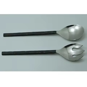 Cuillère de service à salade en acier de vente chaude avec poignée en marbre poli et nickelé pour la cuisine et la table - Product Image 5