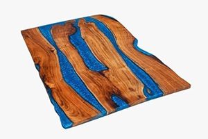 Table à manger rectangulaire moderne en résine époxy artisanale de luxe pour salon, plateau en bois d'acacia, étanche, anniversaire de mariage, anniversaire - Product Image 4