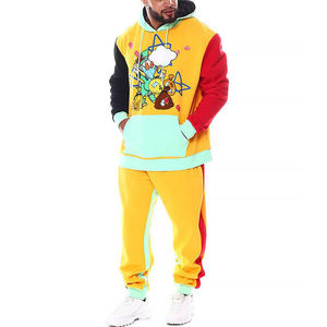 Chándal de dos piezas personalizado de algodón 100% para hombre, Sudadera con capucha de gran tamaño y chándal con estampado de felpa francesa para invierno - Product Image 3