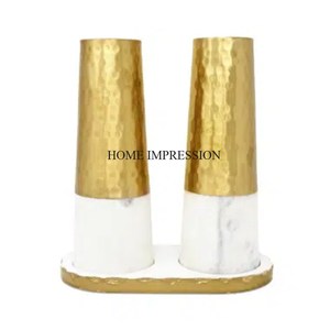 Metal resistente chapado en oro de alta calidad con tapa superior con acabado plateado, juego de molinillo de sal y pimienta de lujo para condimentar alimentos - Product Image 6