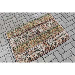 2.6x3.6 ft Turkish Small Rug, <b>Brown</b> Green Vintage Plants & trees <b>Wool</b> Rug - Product Image 2