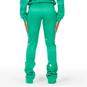 2025 femmes sweats à capuche survêtements ensemble pantalon évasé broderie personnalisée Patch Logo pantalons de survêtement 100% coton polaire survêtement pour femmes - Product Image 6