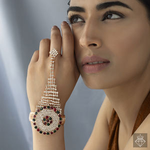 PRAO Bijoux de mode en vrac faits à la main pour femmes-Bracelet avec anneau en strass anti-ternissement avec détails en forme de coeur - Product Image 2