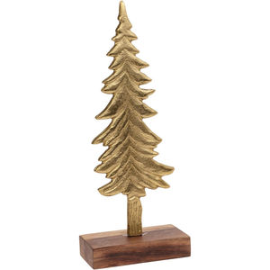 Wholesale Tall <b>Gold</b> <b>Christmas</b> Tree Tabletop <b>Decoration</b> With Wood Base Elegant Metal <b>Christmas</b> Ornament For Indoor Home Decor - Product Image 1