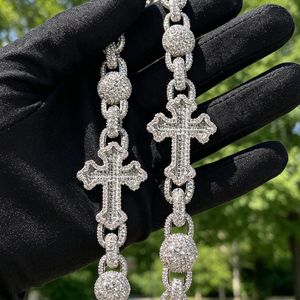 925 Sterling <b>Silver</b> Moissanite Diamond <b>Cross</b> Link <b>Necklace</b> Iced Out Cuban Chain HipHop Jewelry <b>Men</b> Women Luxury Fashion Gift Top - Product Image 1