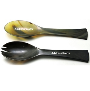 Ensemble de cuillères à salade en corne naturelle de style nordique, ustensiles de cuisine écologiques personnalisés, cadeaux fantaisie, vente en gros pour l'emménagement - Product Image 4