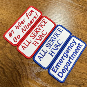 White Custom Embroidered <strong>Patch</strong> Twill Fabric <strong>2</strong> Line Name Tag Tape with Iron On Hook Backing or <strong>Work</strong> Uniforms - Product Image 5