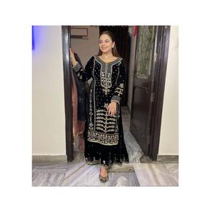 ชุดเดรสผ้ากำมะหยี่ตรานาราแบบ2024สำหรับงานแต่งงานงานปักเรียงตามลำดับงานปาร์ตี้งานแต่งงานของปากีสถาน - Product Image 1