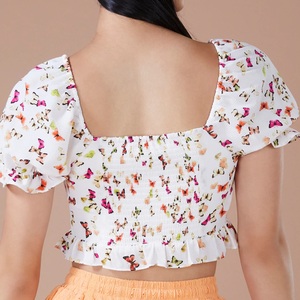 Tops courts imprimés élégants en polyester pour femmes, nouvelle mode, crop top streetwear, haut à manches courtes pour femmes, provenance BD. - Product Image 6