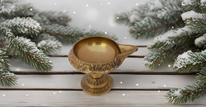 Handmade Golden Diya <b>Lamp</b> for Diwali Pooja Brass Indian Puja <b>Oil</b> <b>Lamp</b> with Engraved Design Metal Decorative Style Art - Product Image 5