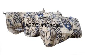 Premium High Quality Quilted 100 % Cotton Bohemian Portable for Pouch Women Cosmetic Flower Print Tote Beach Bag Large Capacity - Product Image 4