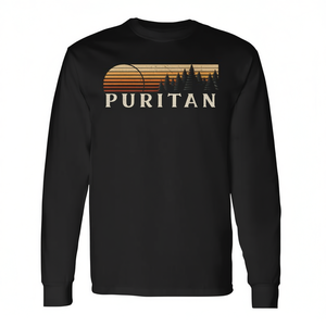 Puritan CO Vintage Evergreen Sunset T-shirt rétro à manches longues style années 80, vêtements promotionnels - Product Image 2