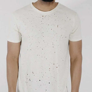 Camiseta desgastada lavada Vintage para hombre al por mayor, ropa de calle de algodón con logotipo personalizado, camiseta para hombre en color sólido - Product Image 5